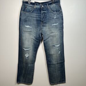 7 For All Mankind Jeans Women's Size 32 Blue Easy Straight Distressed NWT
